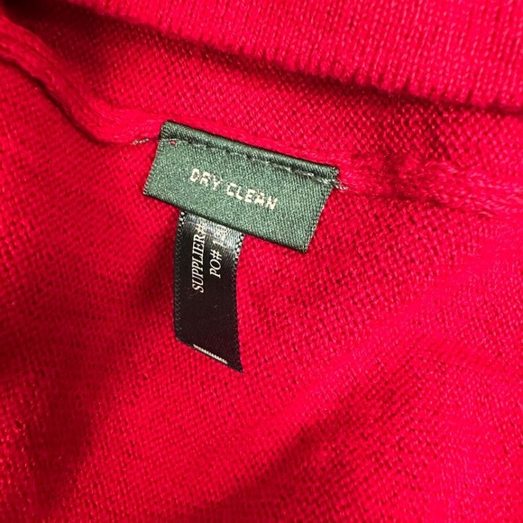 Lauren Ralph Lauren Sz L Sweater Red Ruffle V-Neck Long Sleeve Valentine Cottage - Picture 8 of 9